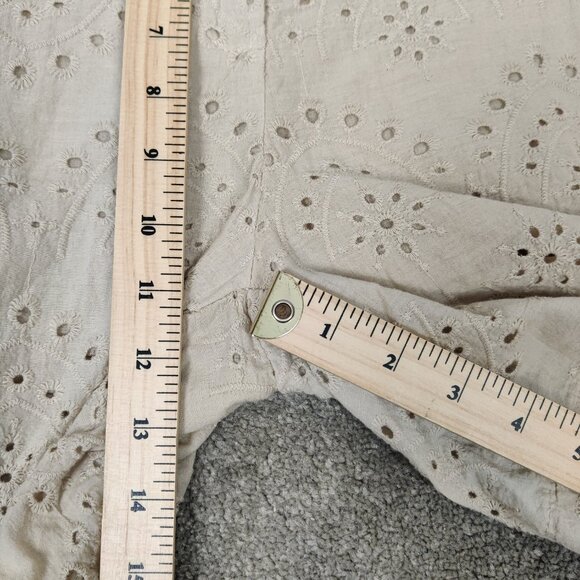 Modai Women's NEW Shorts Size L Beige Cotton Lined Eyelet Resortwear Lightweight - Picture 9 of 10